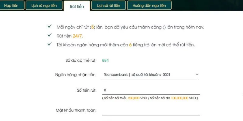 hướng dẫn rút tiền